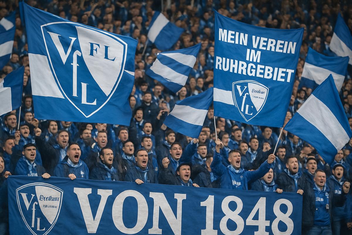 Người hâm mộ câu lạc bộ Bochum cổ vũ nhiệt tình tại sân Vonovia Ruhrstadion