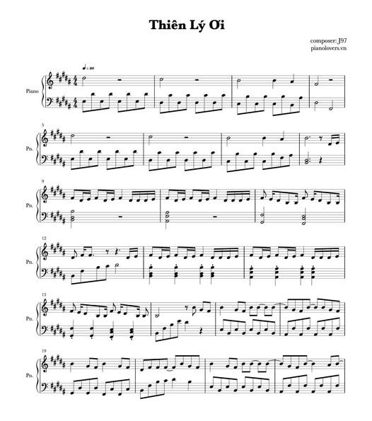 Hợp âm và sheet piano bài Thiên Lý Ơi dành cho người tự học