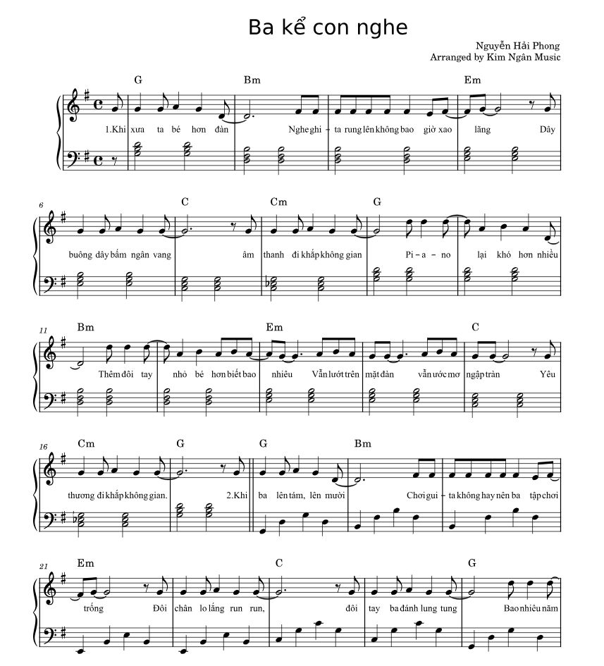 Hợp âm guitar bài Ba Kể Con Nghe - vòng chord A E F#m D dễ đàn cho người mới
