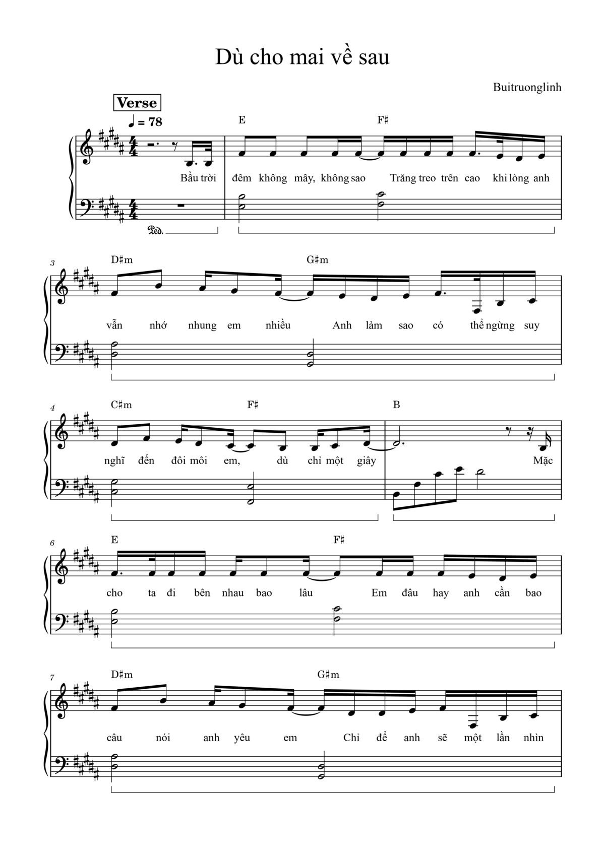 Hợp âm guitar bài Dù Cho Mai Về Sau theo từng đoạn verse, chorus và rap