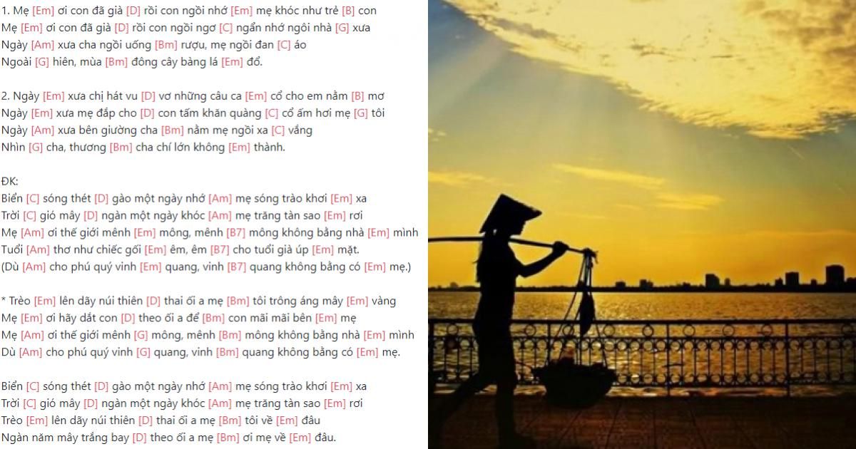 Hợp âm guitar bài Mẹ Tôi – Trần Tiến, giọng Em