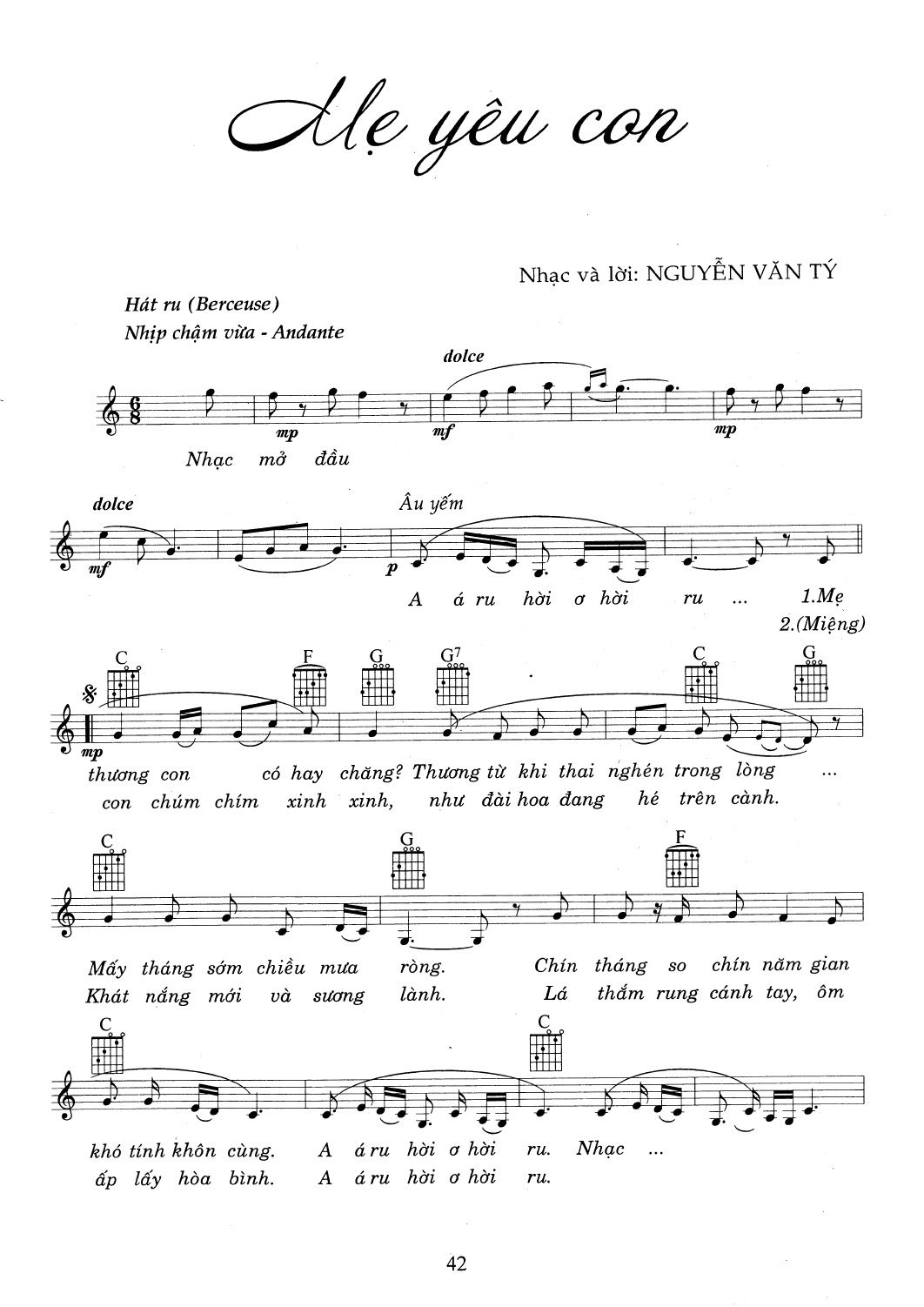 Hợp âm guitar bài hát Mẹ Yêu Con theo từng đoạn